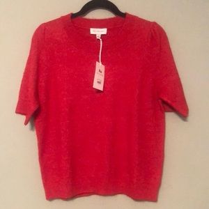 Free Assembly SS Puff Shoulder sweater red small NWT